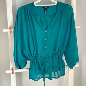 H&M Teal Sheer Blouse